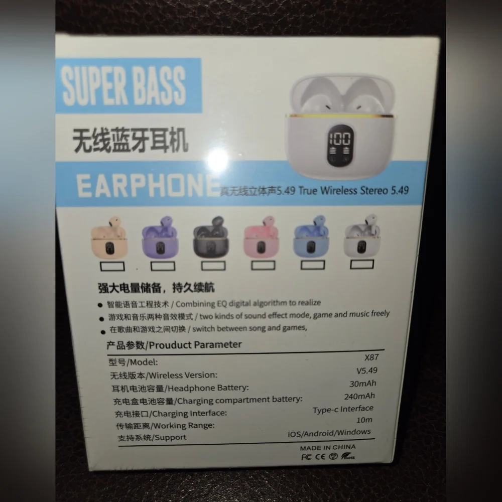X87 True Wireless Stereo Earphones - White